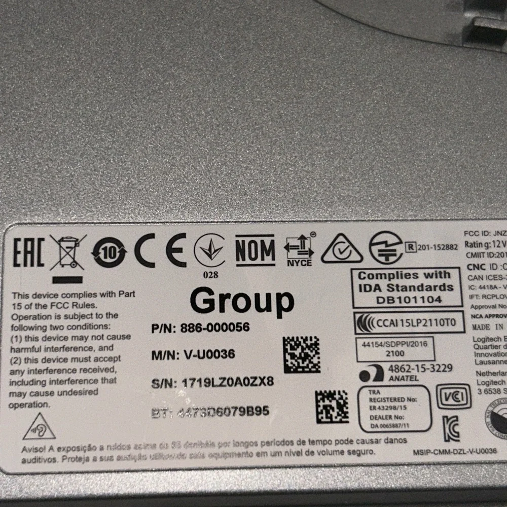 Logitech GROUP Video Conferencing System Hub & Camera V-U0036/V-U0032
